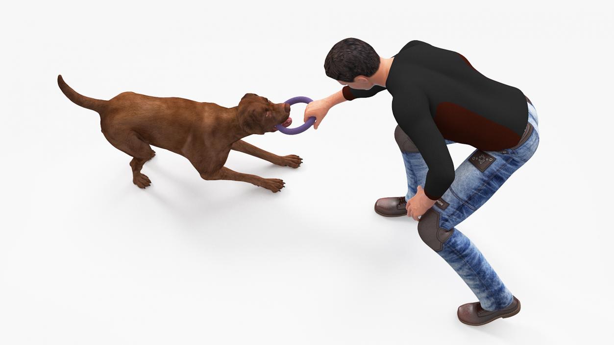 3D model Man Playing with Dog