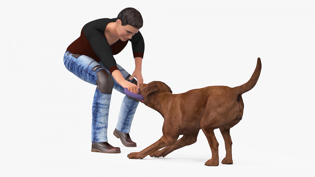 3D model Man Playing with Dog