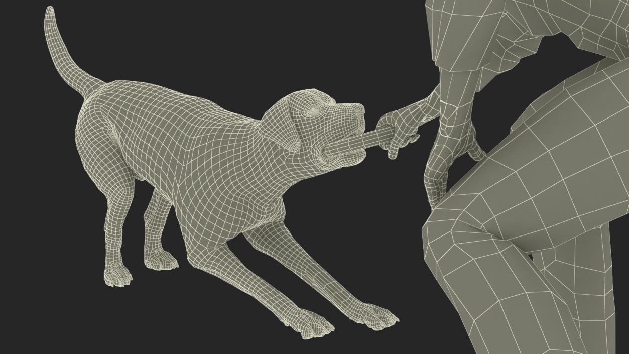 3D model Man Playing with Dog