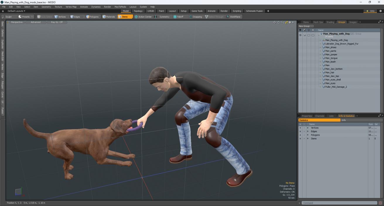 3D model Man Playing with Dog