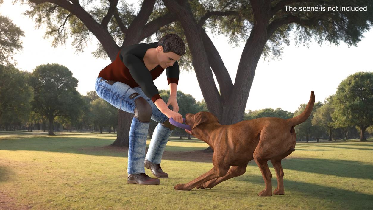 3D model Man Playing with Dog