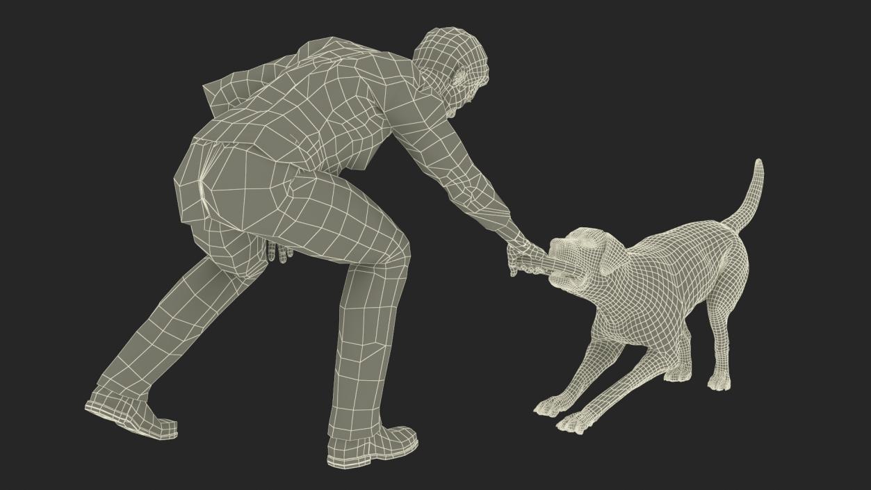 3D model Man Playing with Dog