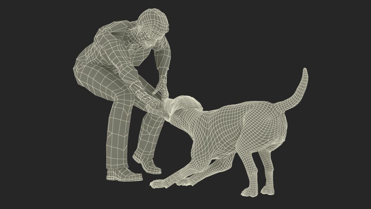 3D model Man Playing with Dog