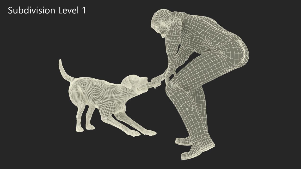 3D model Man Playing with Dog