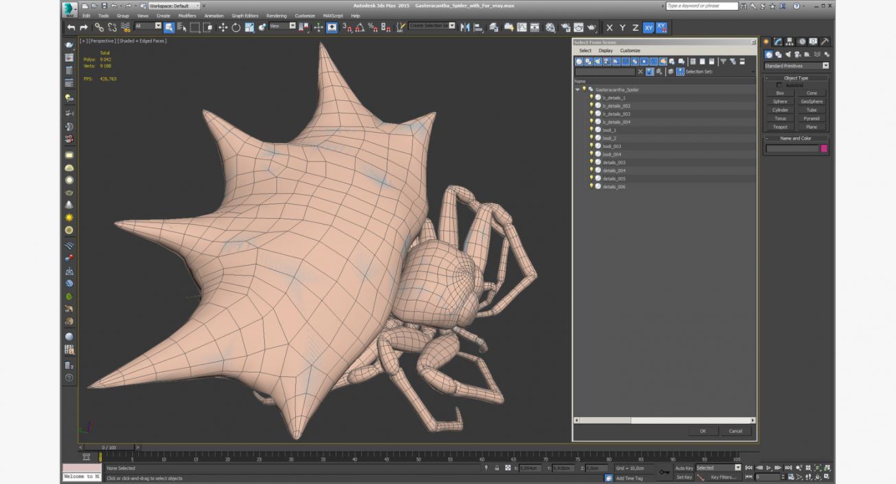 Gasteracantha Spider with Fur 3D model