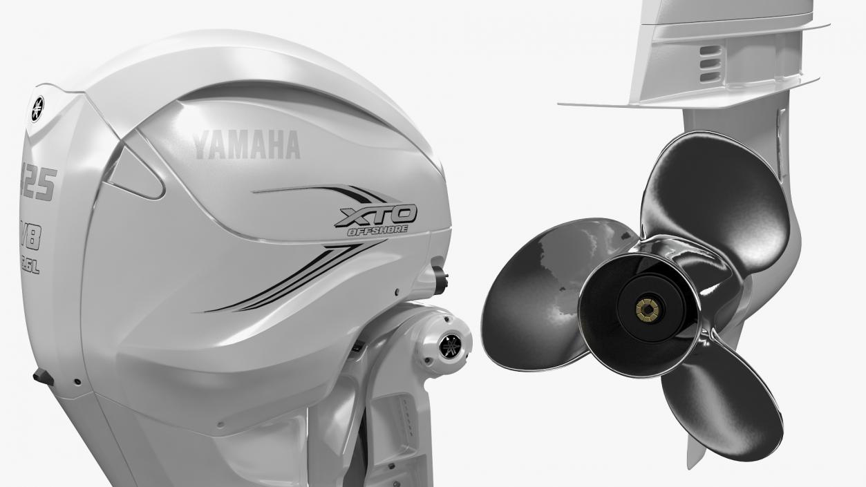 3D model Yamaha F425A Outboard Motor White Rigged