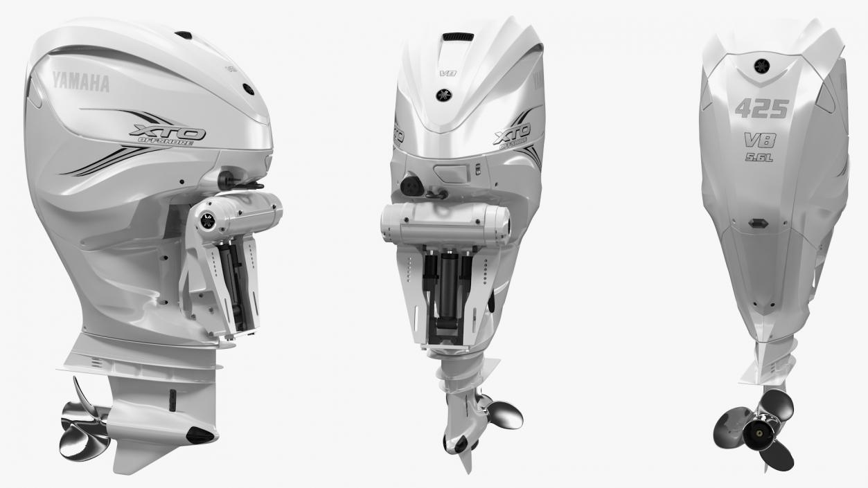 3D model Yamaha F425A Outboard Motor White Rigged