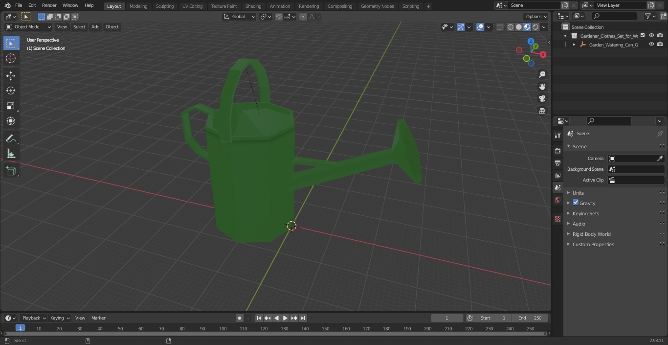 3D model Garden Watering Can Green