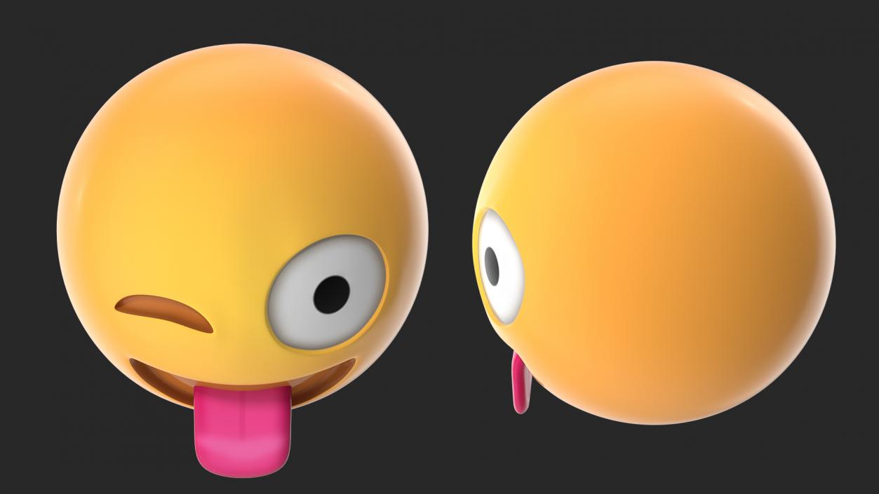 3D model Winking Face with Tongue Emoji