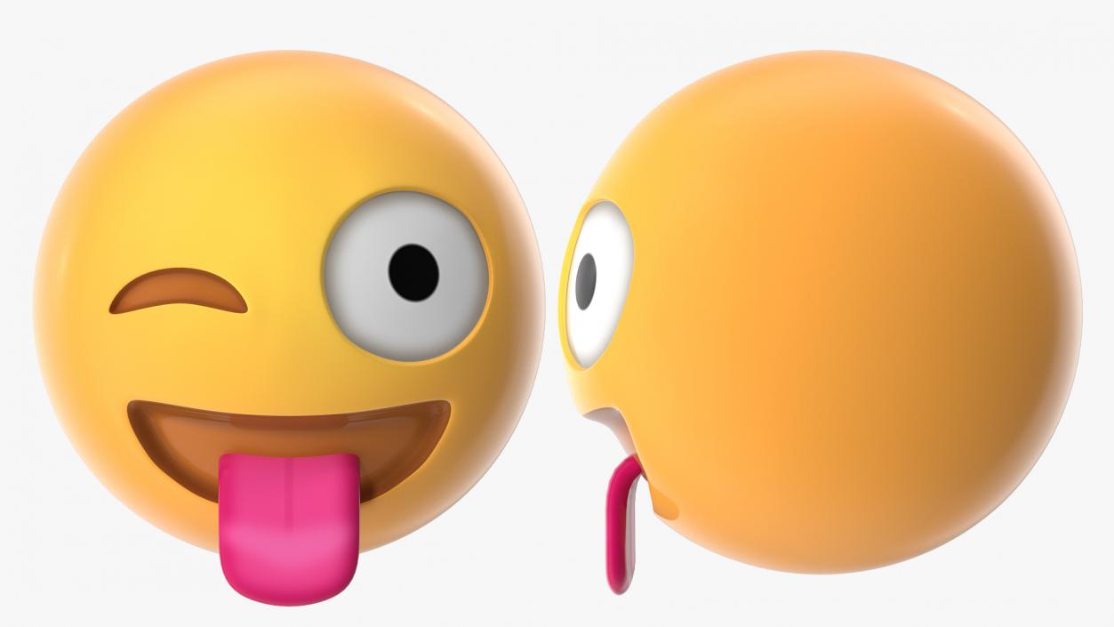 3D model Winking Face with Tongue Emoji