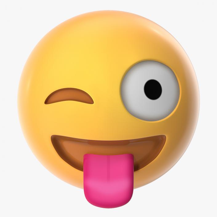 3D model Winking Face with Tongue Emoji