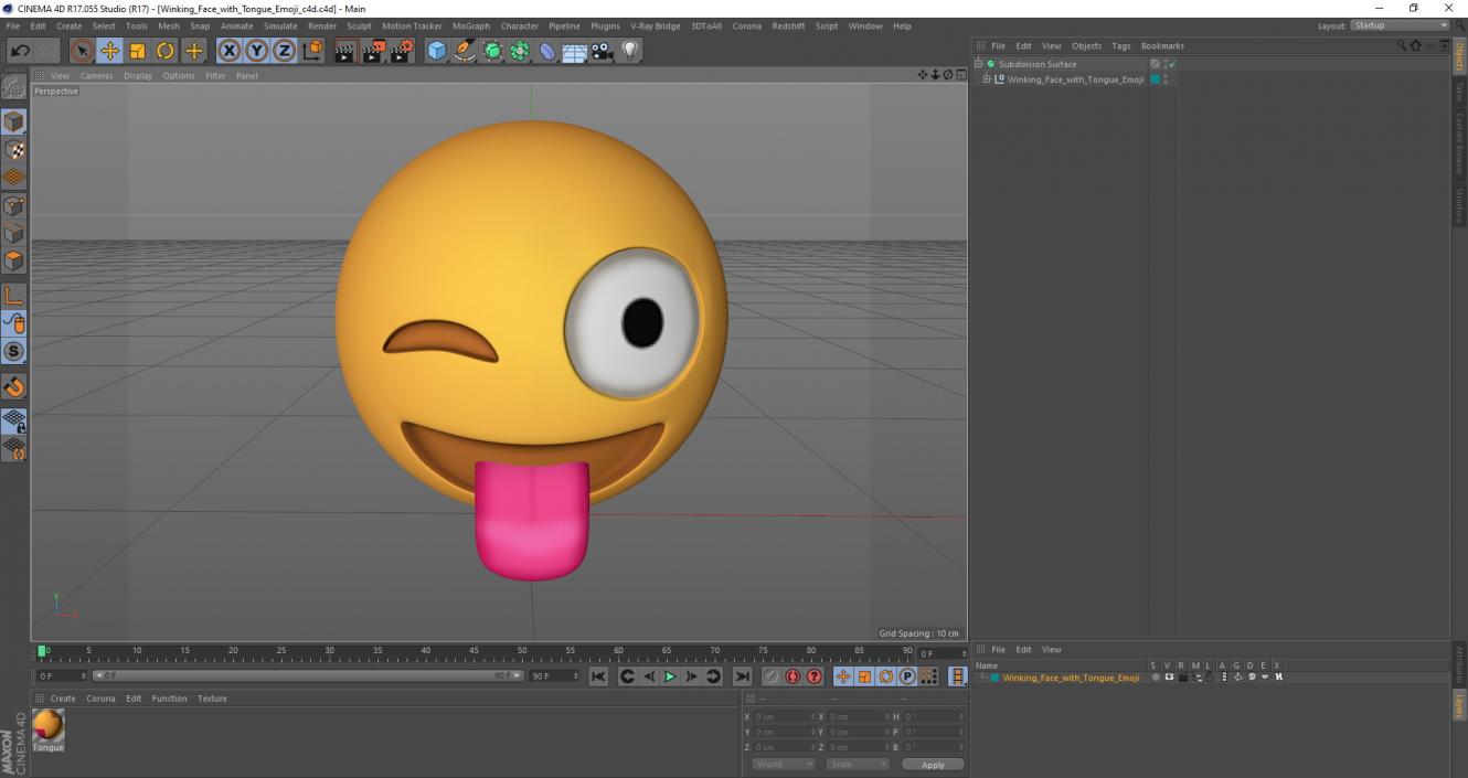 3D model Winking Face with Tongue Emoji