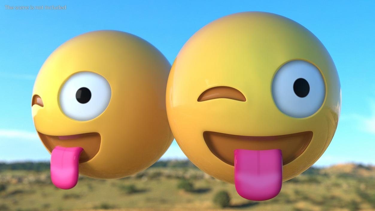 3D model Winking Face with Tongue Emoji