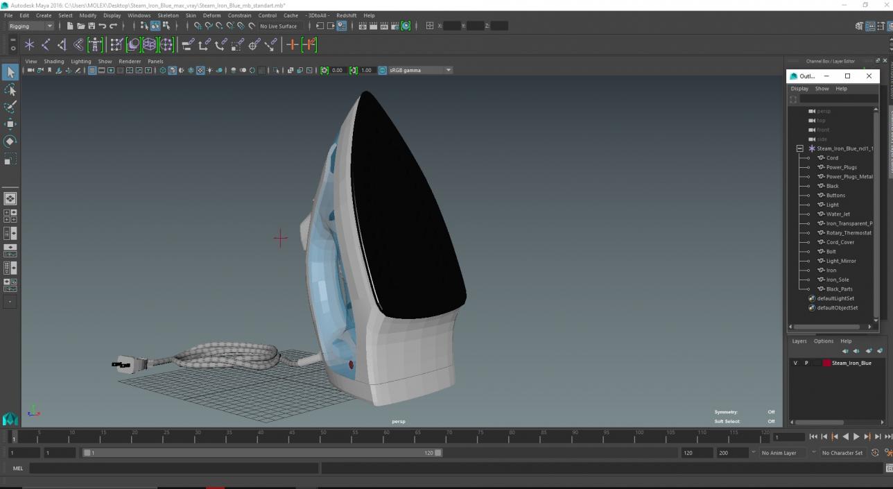 3D model Steam Iron Blue