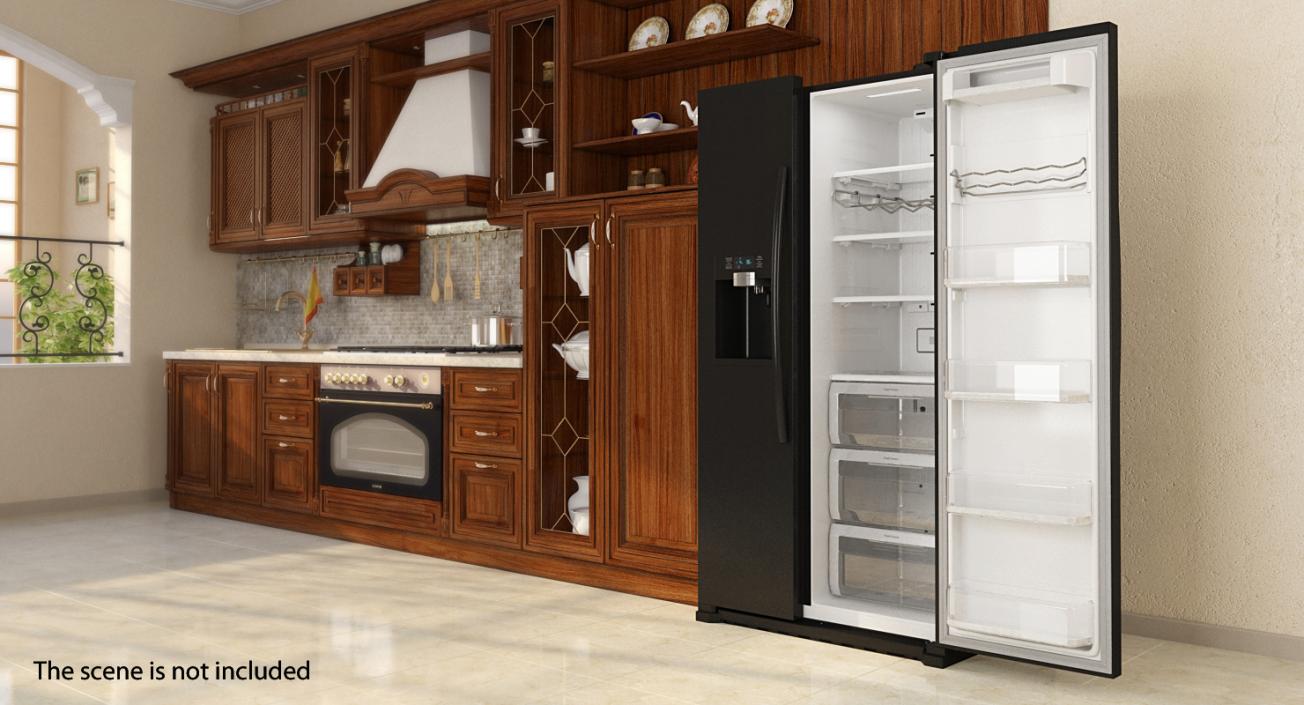 3D model Black Samsung Counter Depth Refrigerator with Ice Maker