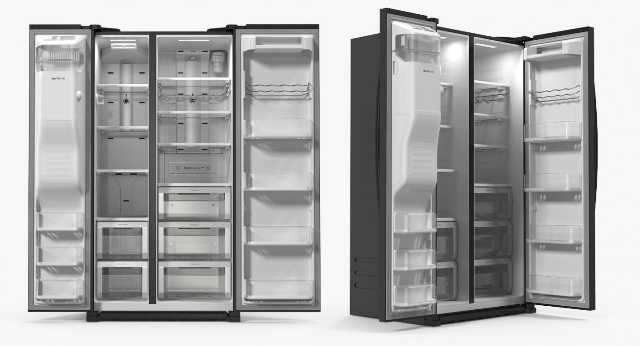 3D model Black Samsung Counter Depth Refrigerator with Ice Maker