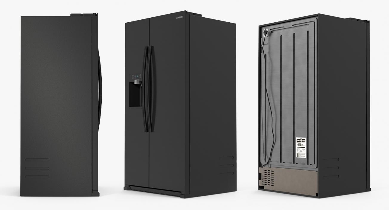 3D model Black Samsung Counter Depth Refrigerator with Ice Maker