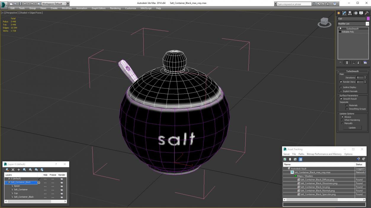 3D model Salt Container Black