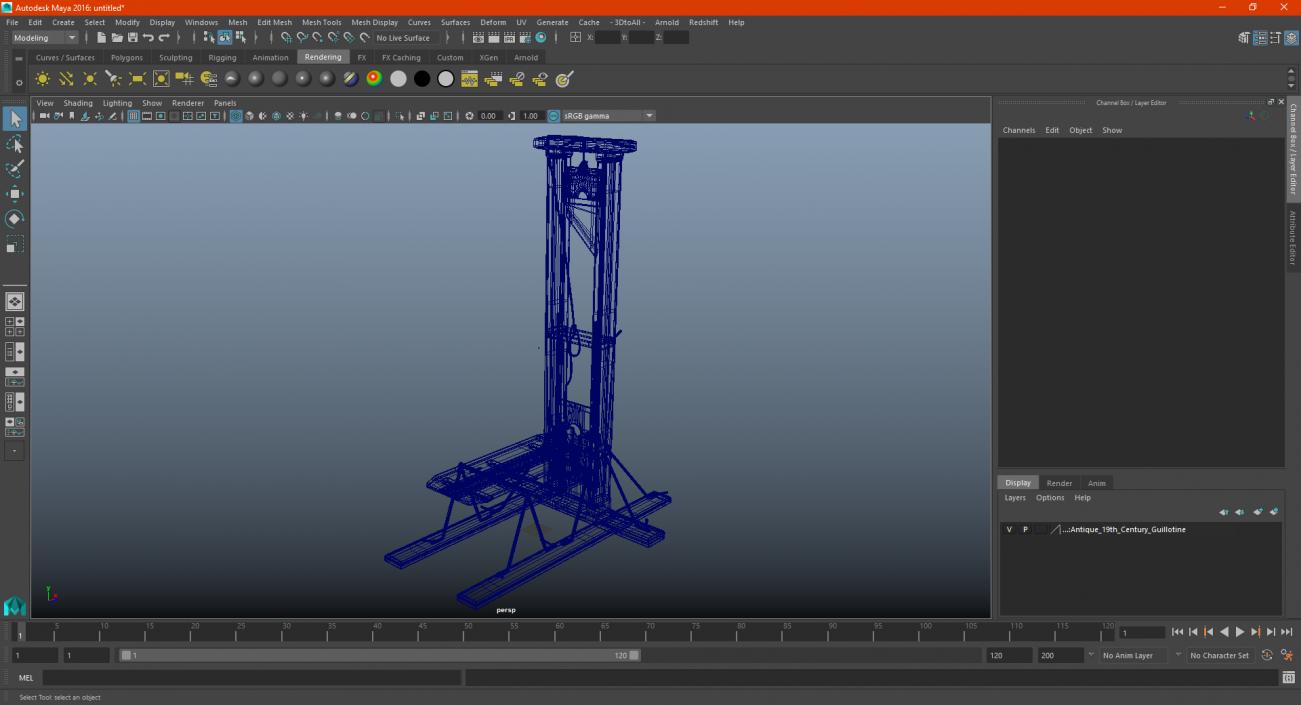 3D Antique 19th Century Guillotine