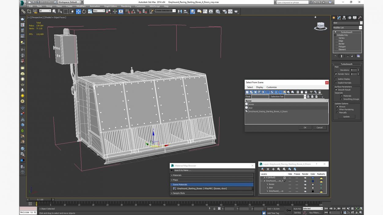 Greyhound Racing Starting Boxes 4 Doors 3D model