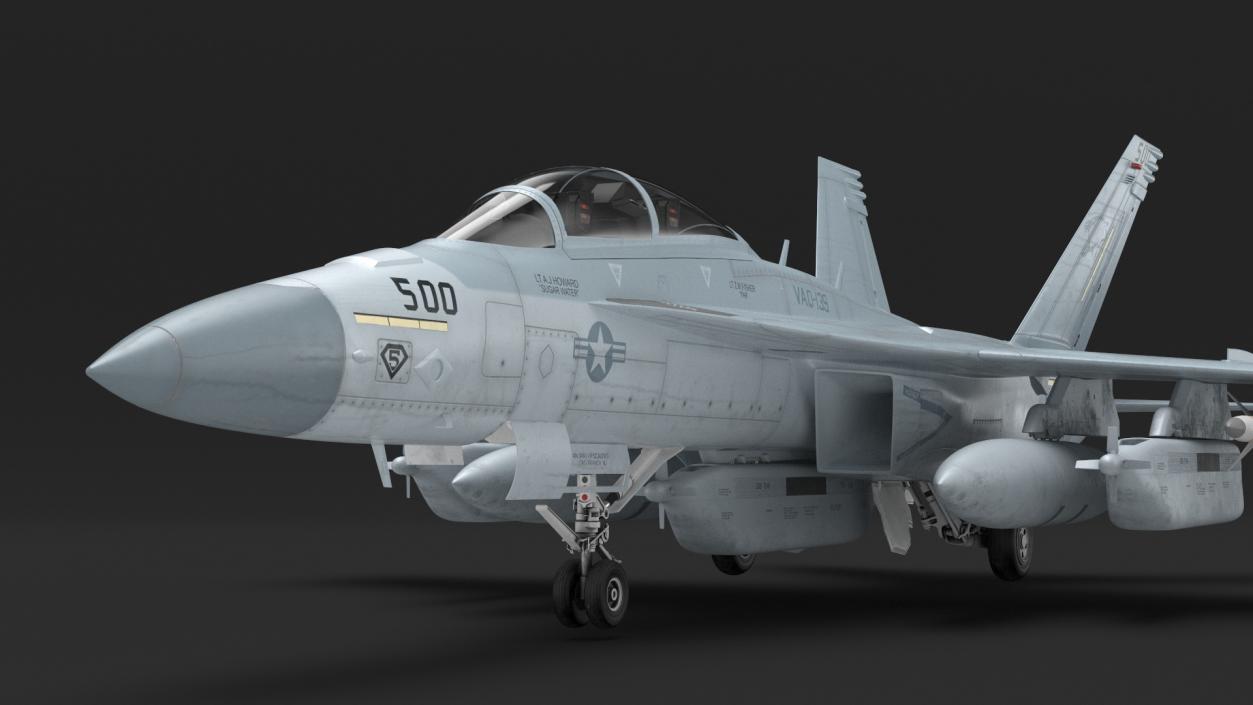 Boeing EA 18G Jet Aircraft Simplified Rigged 3D model