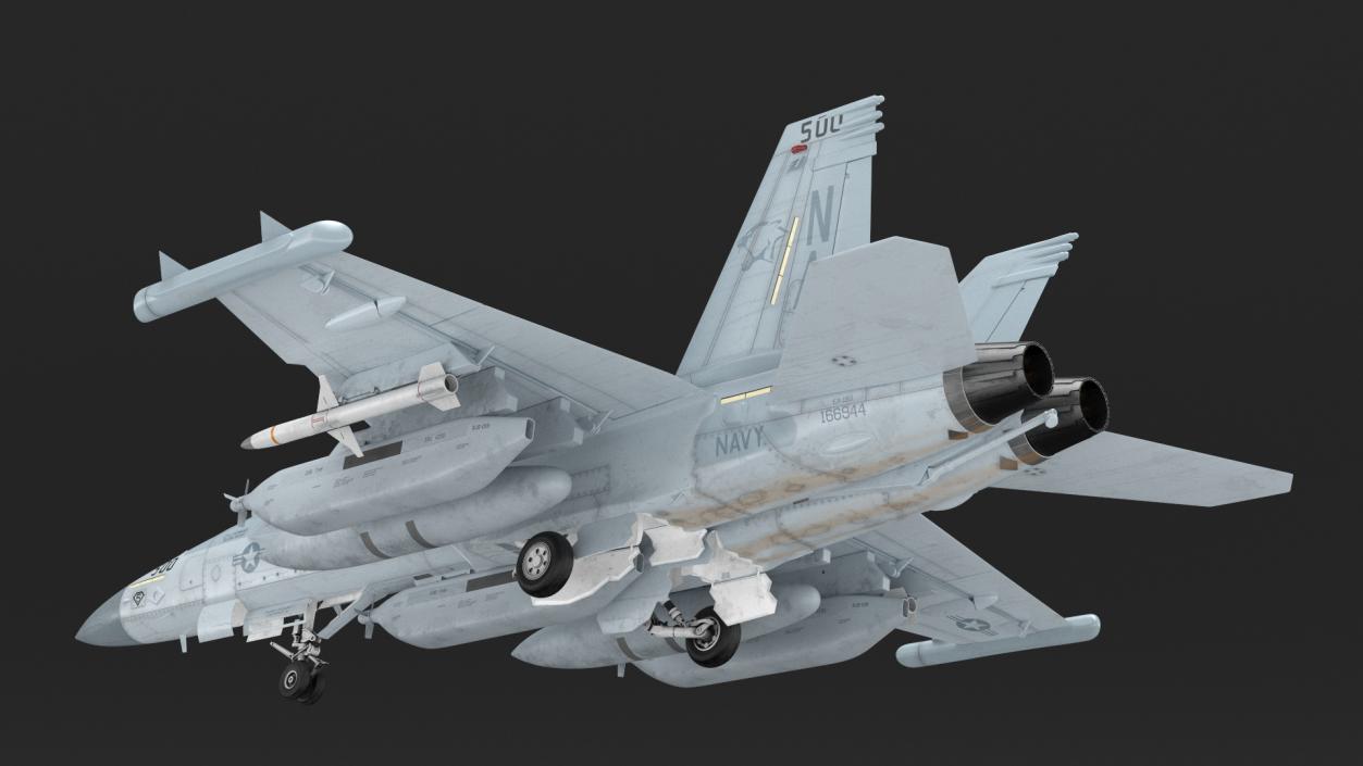 Boeing EA 18G Jet Aircraft Simplified Rigged 3D model