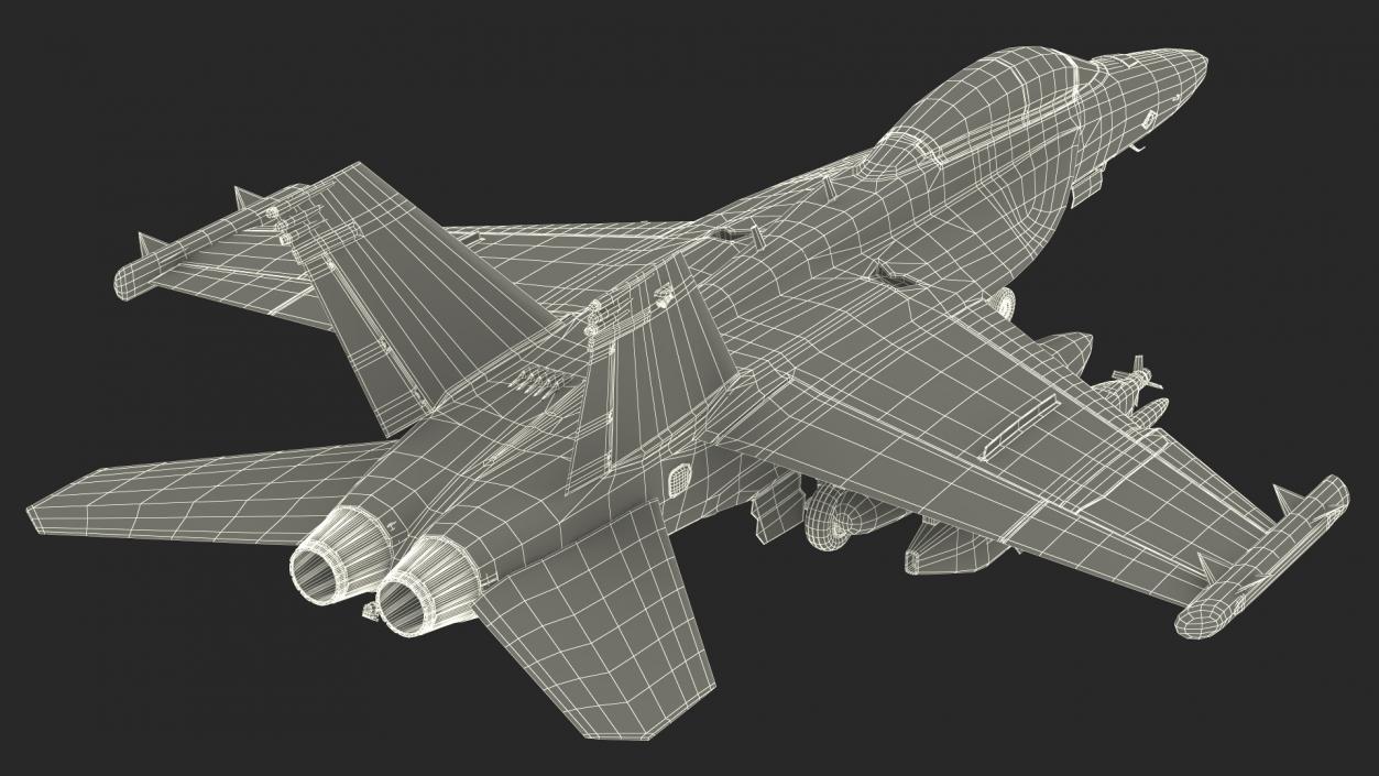 Boeing EA 18G Jet Aircraft Simplified Rigged 3D model