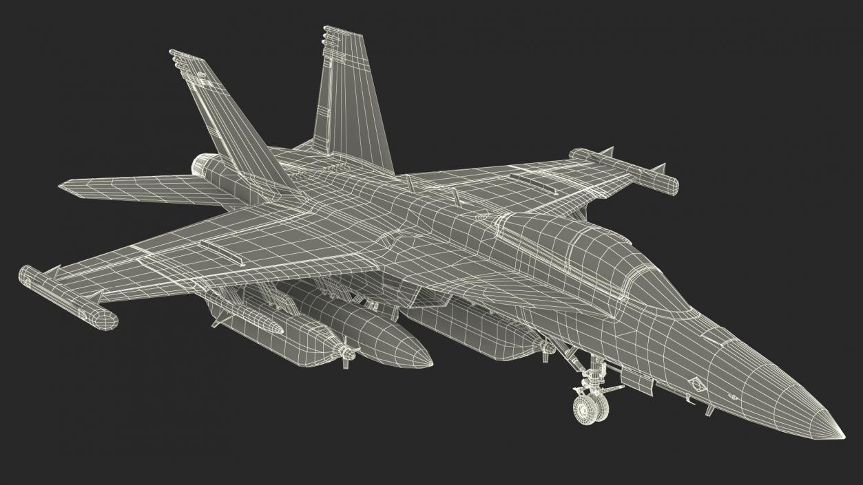 Boeing EA 18G Jet Aircraft Simplified Rigged 3D model