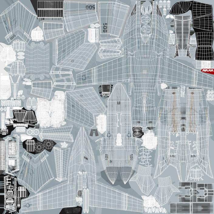 Boeing EA 18G Jet Aircraft Simplified Rigged 3D model