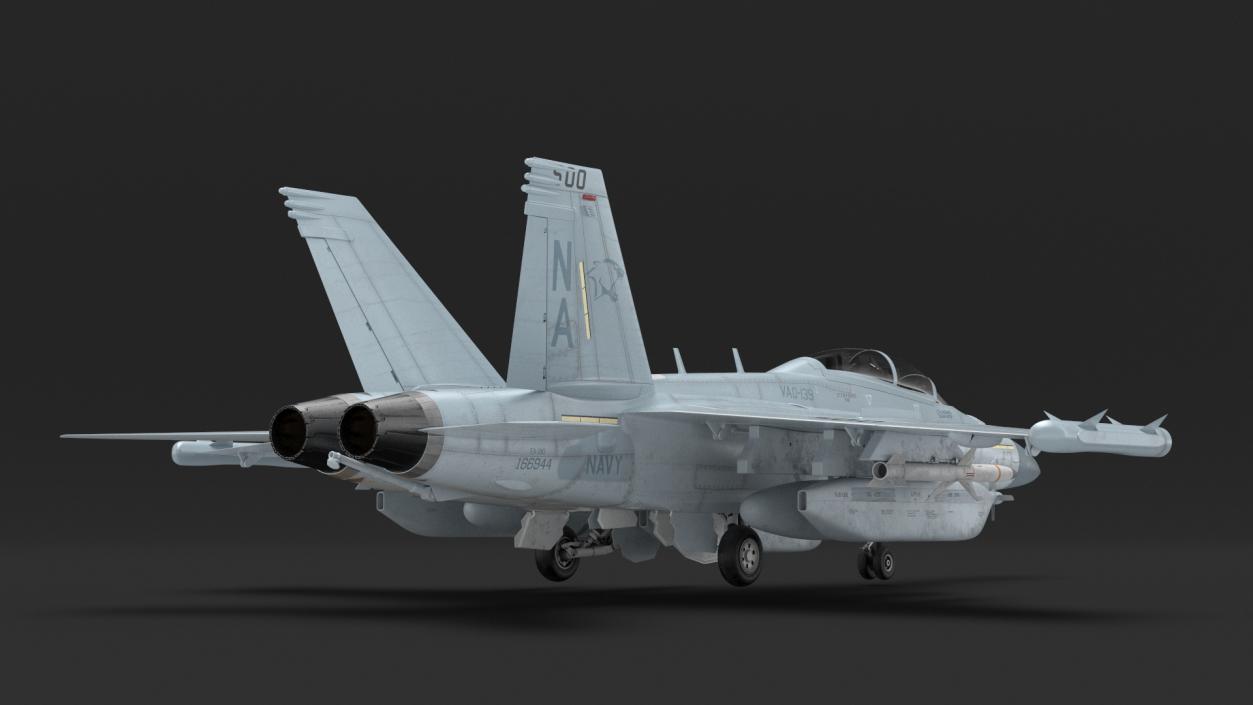 Boeing EA 18G Jet Aircraft Simplified Rigged 3D model