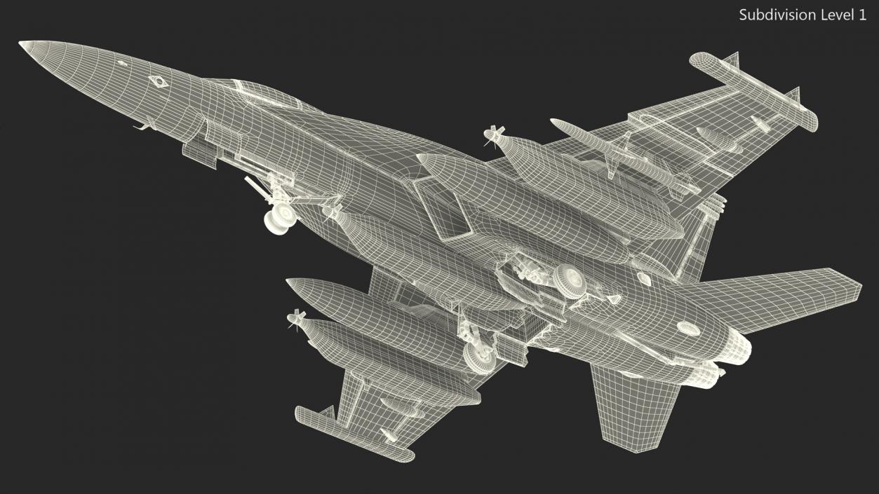 Boeing EA 18G Jet Aircraft Simplified Rigged 3D model