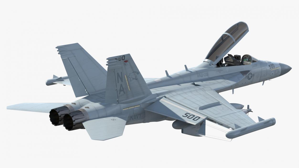 Boeing EA 18G Jet Aircraft Simplified Rigged 3D model