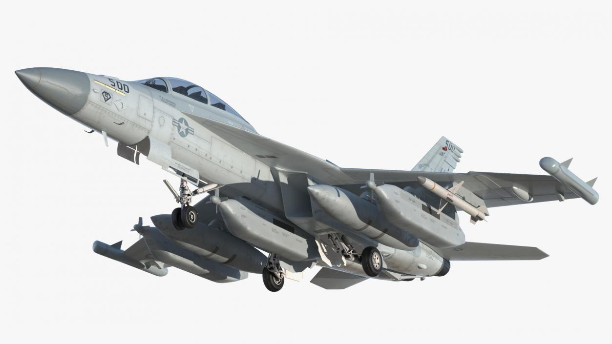 Boeing EA 18G Jet Aircraft Simplified Rigged 3D model