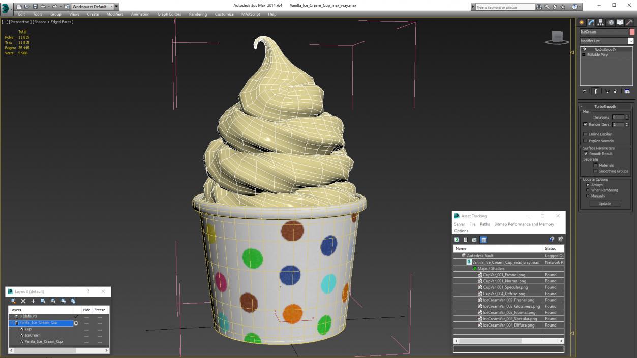 3D Vanilla Ice Cream Cup