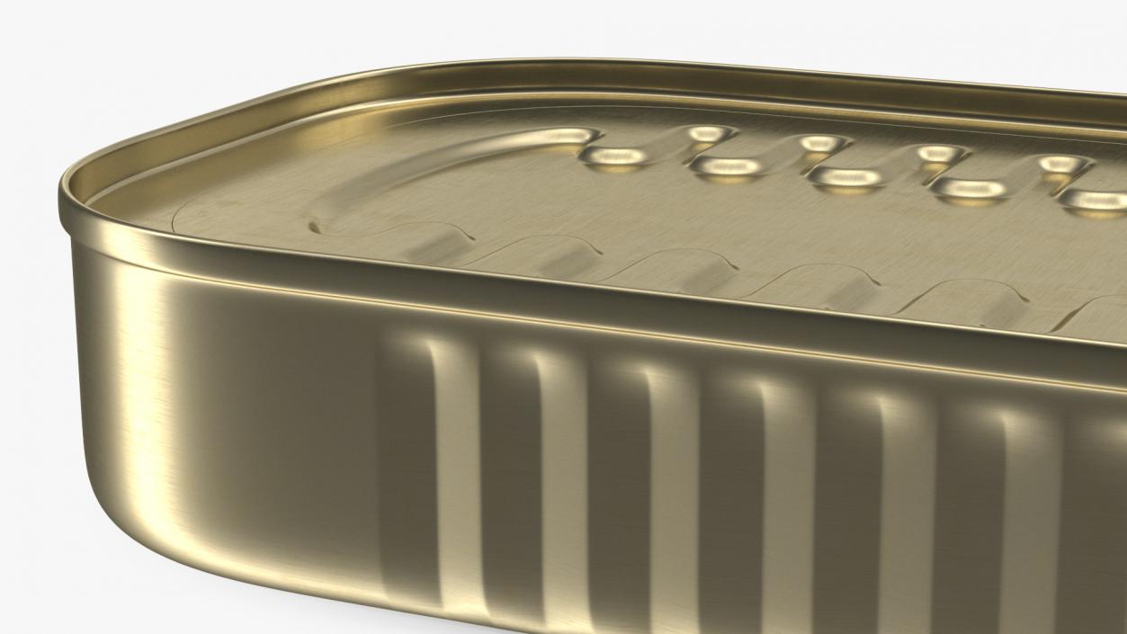 Rectangular Tin Can with Pull Tab Lid 3D