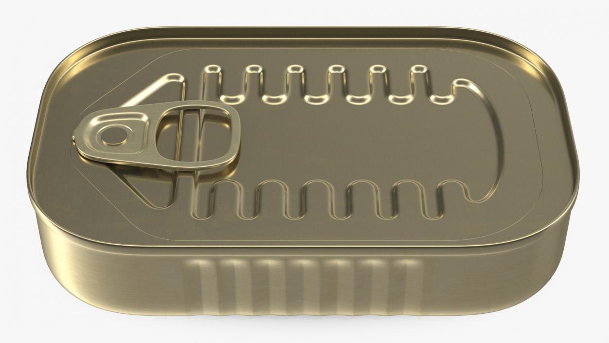 Rectangular Tin Can with Pull Tab Lid 3D