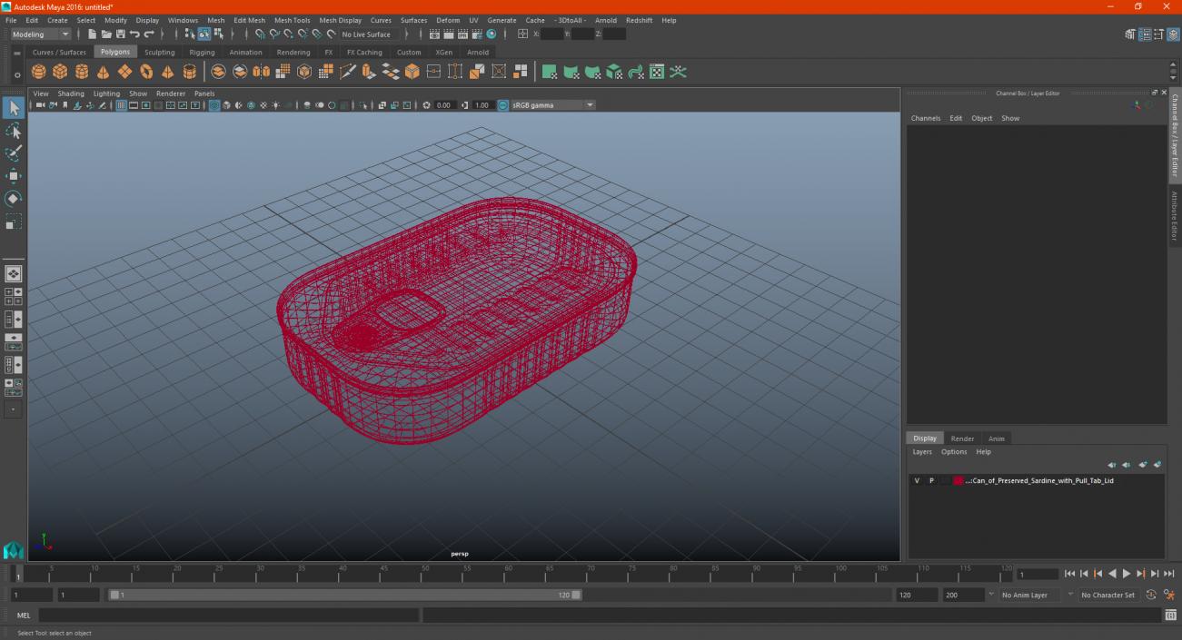 Rectangular Tin Can with Pull Tab Lid 3D