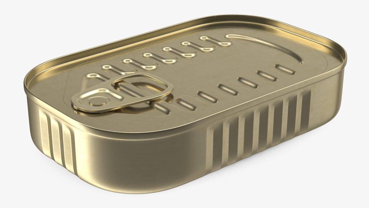 Rectangular Tin Can with Pull Tab Lid 3D