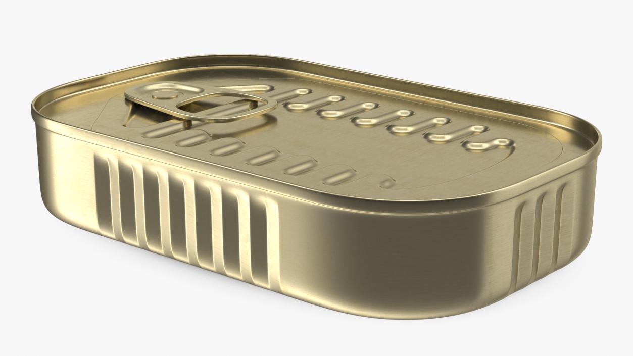 Rectangular Tin Can with Pull Tab Lid 3D