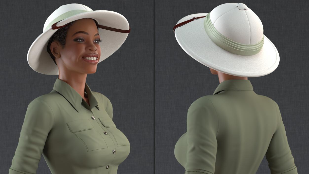 3D model Light Skin Black Woman Explorer Standing Pose