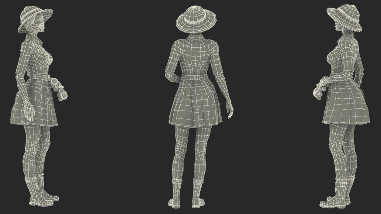 3D model Light Skin Black Woman Explorer Standing Pose