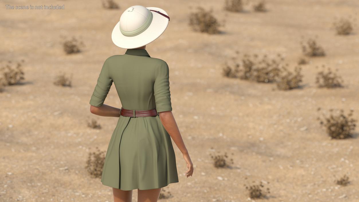 3D model Light Skin Black Woman Explorer Standing Pose