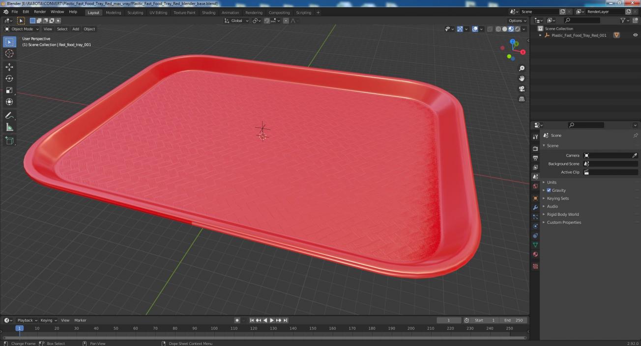 3D Plastic Fast Food Tray Red