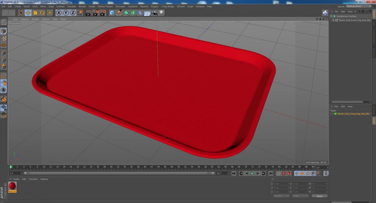 3D Plastic Fast Food Tray Red