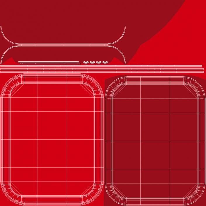 3D Plastic Fast Food Tray Red