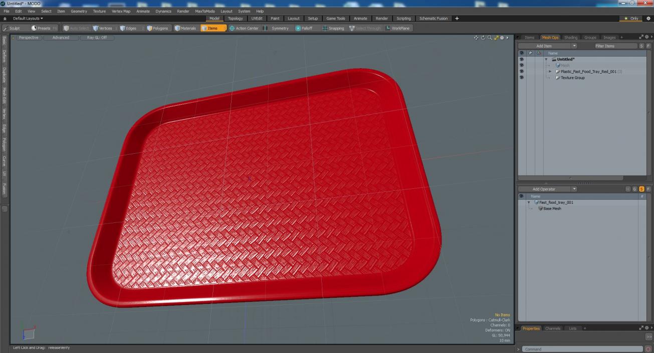 3D Plastic Fast Food Tray Red