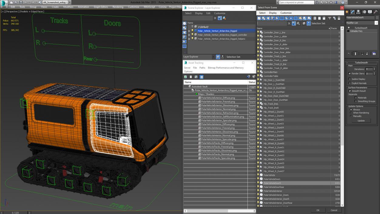 Polar Vehicle Venturi Antarctica Rigged 3D model