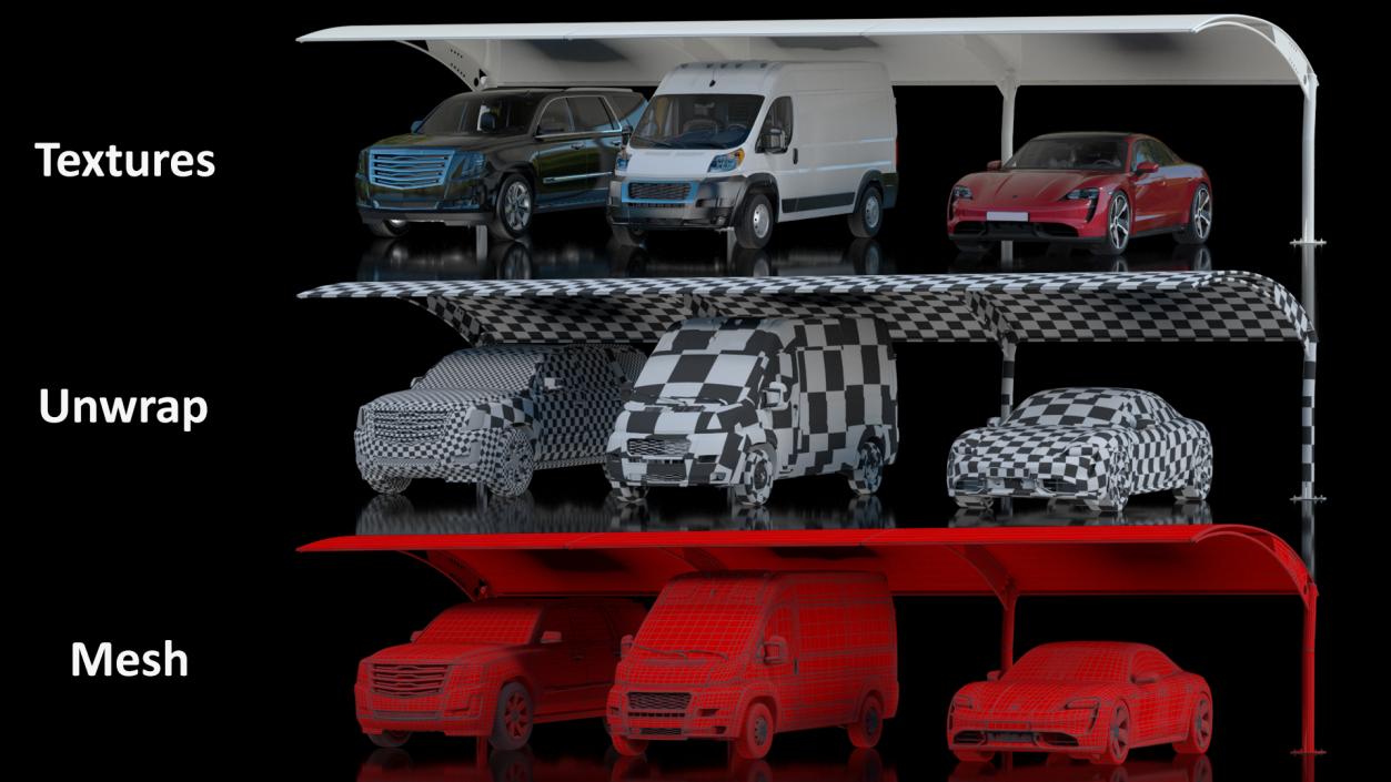 3D Parking Shed with Car