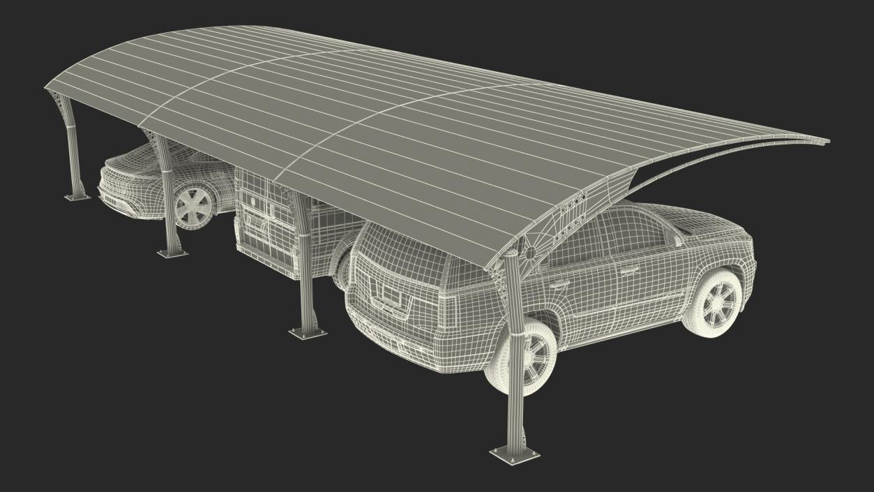 3D Parking Shed with Car