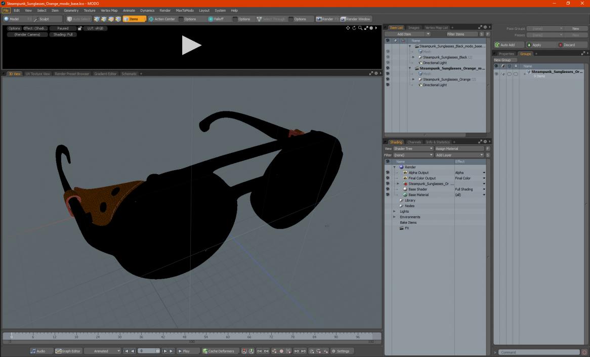 Steampunk Sunglasses Orange 3D